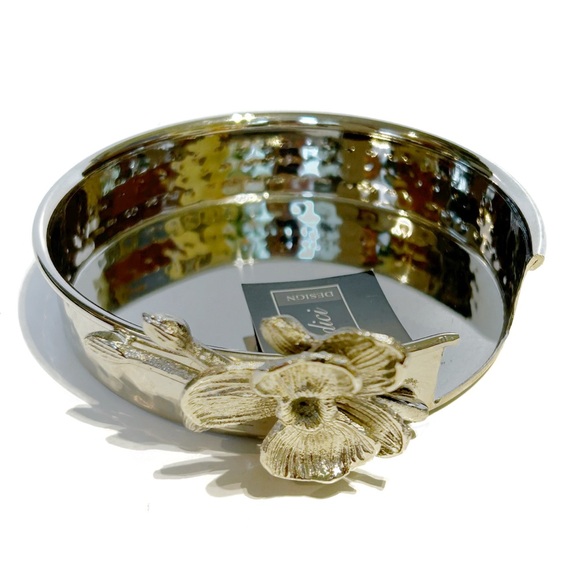 Verdici Design Silver Tone Flower Coaster Holder 4 Coasters Floral Shiny Italian - Picture 8 of 16